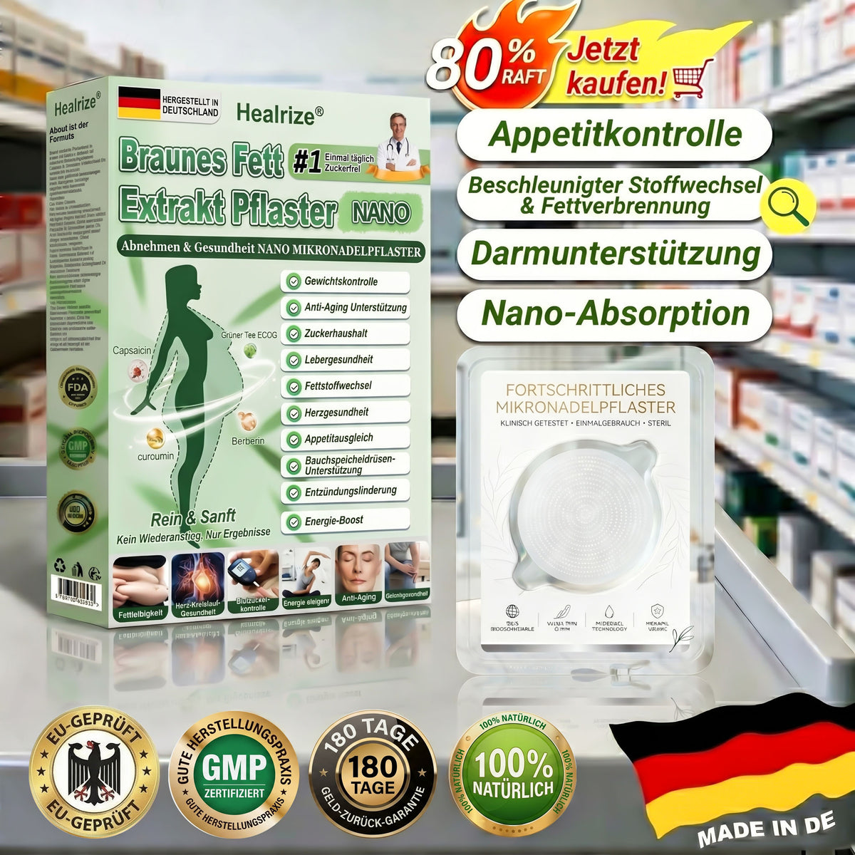 𝑶𝒇𝒇𝒊𝒛𝒊𝒆𝒍𝒆𝒓 𝑺𝒉𝒐𝒑 | ✨𝐇𝐞𝐚𝐥𝐫𝐢𝐳𝐞® Braunes Fett-Extrakt-Nanomikronadel-Patch (𝙀𝙞𝙣𝙢𝙖𝙡 𝙚𝙞𝙣𝙢𝙖𝙡 𝙩𝙖𝙜 𝙖𝙢 𝙏𝙖𝙜, 𝙨𝙞𝙘𝙝𝙩𝙚 𝙑𝙚𝙧𝙖𝙣𝙙𝙚𝙧𝙪𝙣𝙜𝙚𝙣 𝙣𝙖𝙘𝙝 7 𝙏𝙖𝙜𝙚𝙣)🔴25